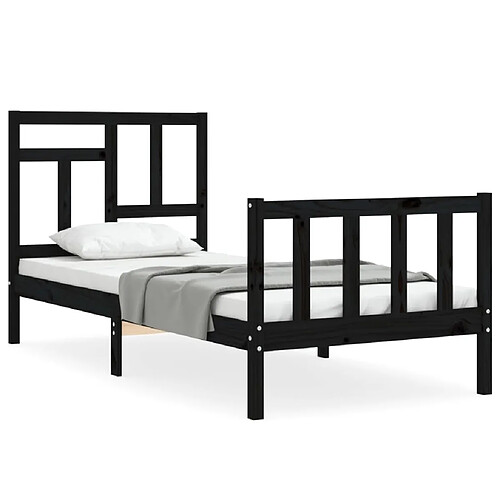 Maison Chic Cadre/structure de lit avec tête de lit pour adulte - Lit Moderne Chambre noir petit simple bois massif -MN32410