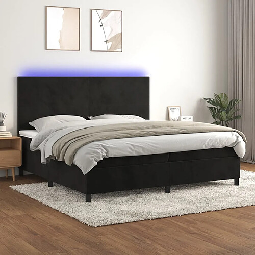 Sommier à lattes,Cadre à lattes de lit pour Adulte et matelas LED Noir 200x200 cm Velours -MN46321