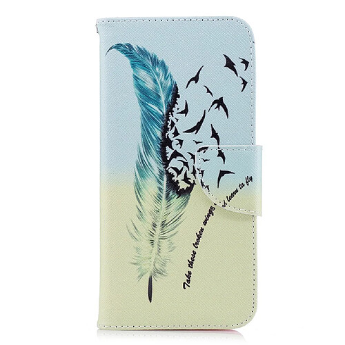 NC Etui en PU  plume d'oiseaux pour Huawei P Smart