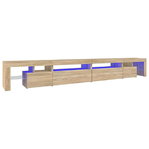 Maison Chic Meuble TV avec lumières LED, Banc TV pour salon, Meuble de rangement Chêne sonoma 290x36,5x40 cm -GKD32652