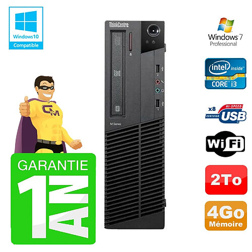 PC Lenovo M91p SFF Intel I3-2120 4Go Disque 2To Graveur Wifi W7 · Occasion