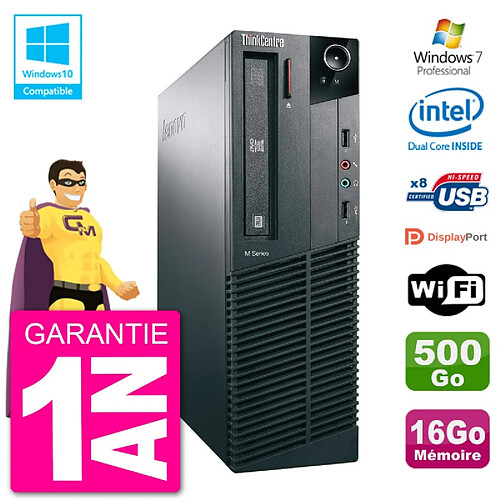 PC Lenovo ThinkCentre M82 SFF G2020 RAM 16Go Disque Dur 500Go Graveur DVD Wifi W7 · Occasion