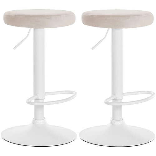 Non Lot de 2 tabourets de bar Ponte velours blanc