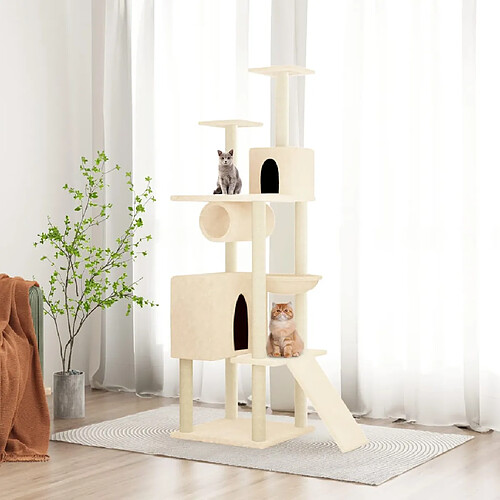 vidaXL Arbre à chat avec griffoirs en sisal Crème 168 cm