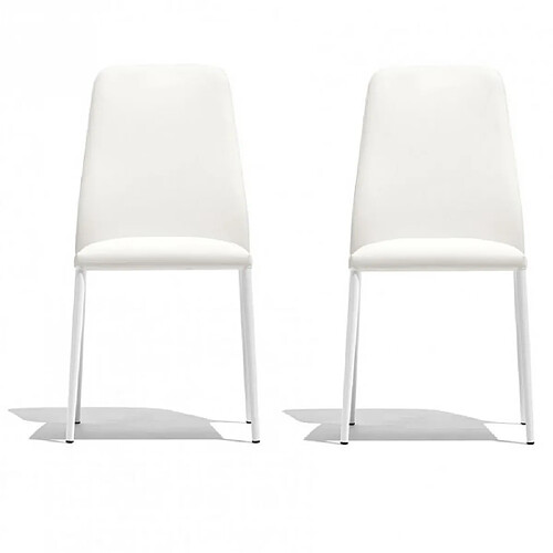 Inside 75 Lot de 2 Chaises CLUB structure métal assise rembourré aspect cuir blanc