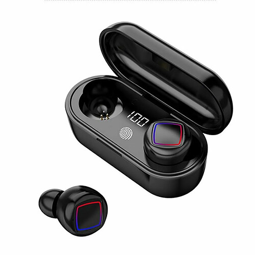 Tws Wireless Earphone In-Ear Bluetooth5.0 Headphone Avec Affichage Numérique Led Light Charging Box Noir