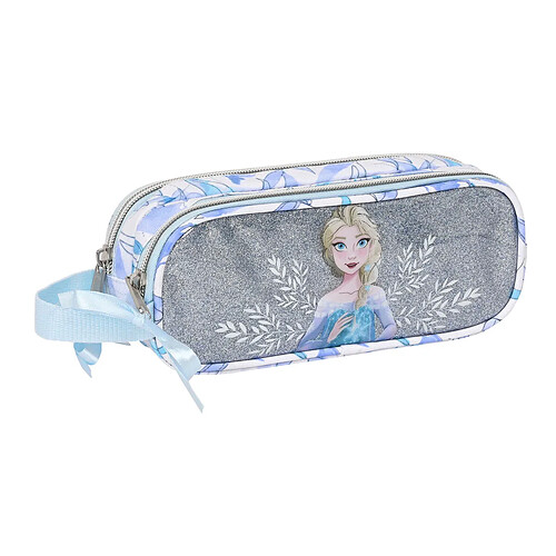 Trousse Fourre-Tout Double Frozen Memories Argenté Bleu Blanc (21 x 8 x 6 cm)