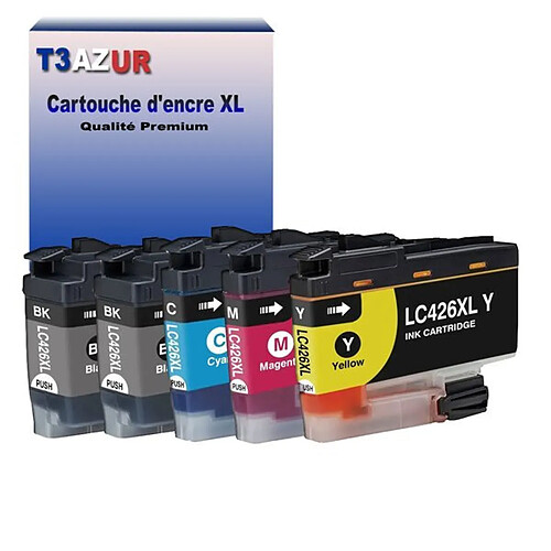 T3AZUR- 5x Cartouche compatible avec Brother LC426 XL pour Brother MFC-J4540DW XL, MFC-J4540DWT