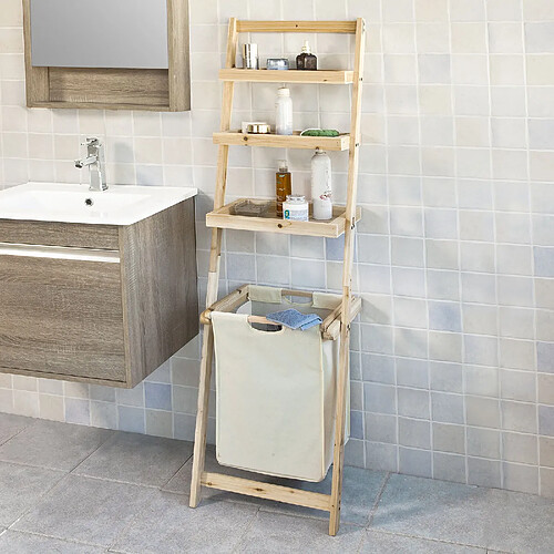 SoBuy FRG160-N Quincaillerie de salle de bain, Étagères murale pour salle de bain avec 1 Panier à linge