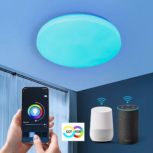 Plafonnier LED moderne SMART 20 W RGB CCT smart multicolore WiFi lampe dimmable smatphone Alexa Google plafonnier coloré pour chambre 230V