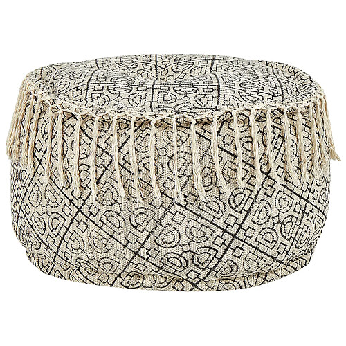 Beliani Pouf 50 x 30 cm beige et noir SONATI