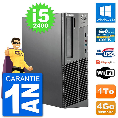 PC Lenovo M92p SFF Intel i5-2400 RAM 4Go Disque Dur 1To Windows 10 Wifi · Occasion