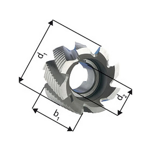 Forum Fraise cylindrique en bout, type NF, en acier à coupe rapide à 5% de cobalt, sans revêtement, Ø x Larg. : d1 - js14 x b1 - k16 : 63 x 40 mm