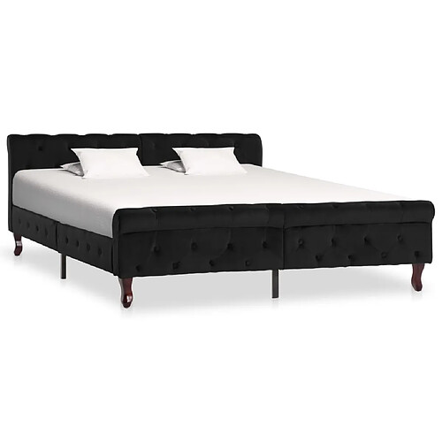 vidaXL Cadre de lit sans matelas noir velours 160x200 cm