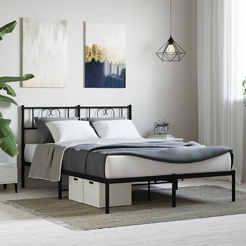 Maison Chic Lit adulte - Cadre de lit métal avec tête de lit,Structure du lit Contemporain pour chambre noir 120x190 cm -MN25785