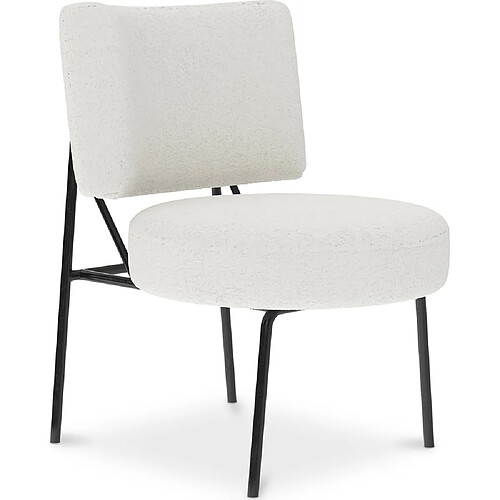 ICONIK INTERIOR Fauteuil En Bouclette Fausse Fourrure Tapissée - Boucles Blanches - Jerna Blanc