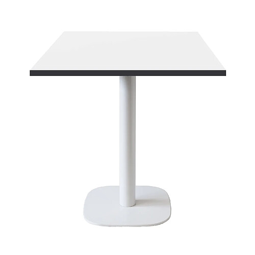 Restootab Table 70x70cm - modèle Round pied blanc blanc chants noir