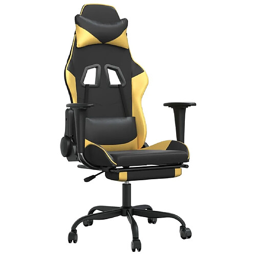 Maison Chic Chaise de jeu, Chaise gaming avec repose-pied, Fauteuil gamer,Chaise de Bureau Noir et doré Similicuir -GKD33175