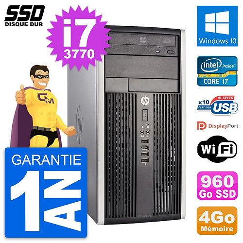 PC Tour HP Compaq Pro 6300 CMT Intel i7-3770 RAM 4Go SSD 960Go Windows 10 Wifi · Occasion