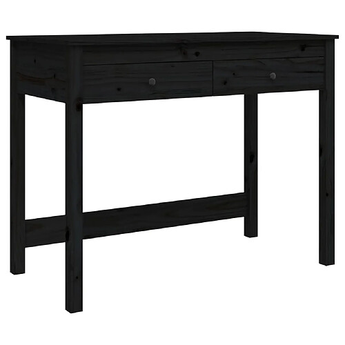 Maison Chic Bureau solide,Table de travail,Bureau d'ordinateur avec tiroirs Noir 100x50x78 cm Bois massif de pin -GKD33118