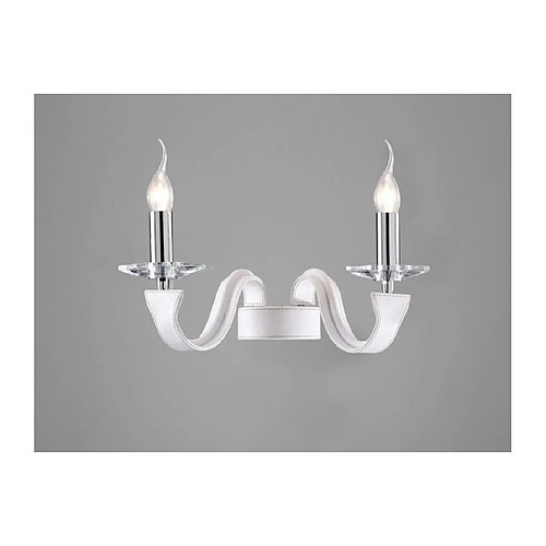 Luminaire Center Applique murale Nardini 2 Ampoules chrome poli/blanc Faux cuir/cristal