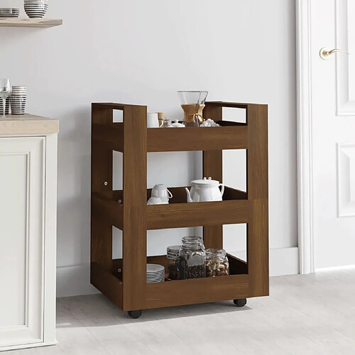 vidaXL Chariot de cuisine Chêne marron 60x45x80 cm Bois d'ingénierie