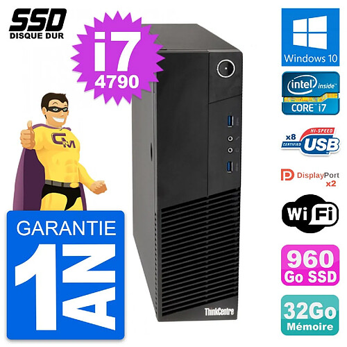 PC Lenovo ThinkCentre M83 SFF Intel i7-4790 RAM 32Go SSD 960Go Windows 10 Wifi · Occasion