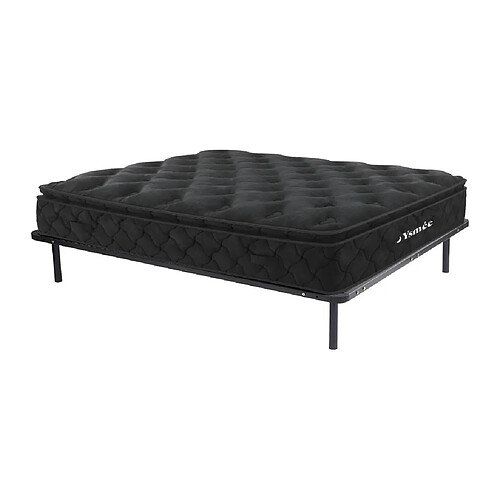 Vente-Unique Ensemble 160 x 200 cm cadre à lattes + matelas ressorts ensachés surmatelas intégré ép.28cm - BLACK DREAM de YSMÉE