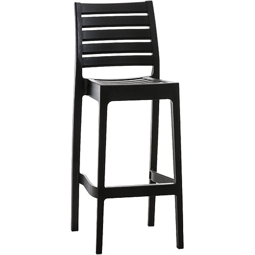 Decoshop26 Tabouret de bar pour intérieur ou extérieur en plastique noir empilable avec repose-pieds 10_0000656