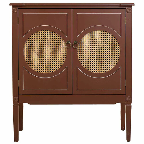 Pegane Meuble console, table console en bois de rotin avec 2 portes coloris marron - Longueur 80 x Profondeur 38 x Hauteur 90 cm