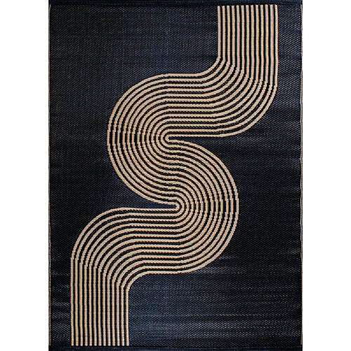 Jardindeco Tapis extérieur en polypropylène Spargi 1743 noir 120 x 160 cm.