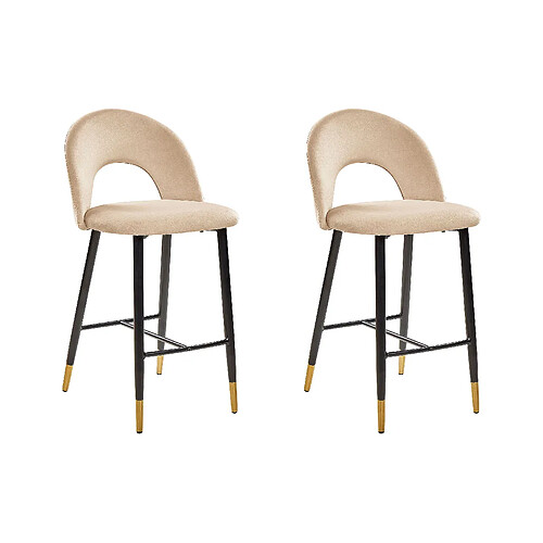 Beliani Tabouret de bar Set de 2 Velours Beige FALTON