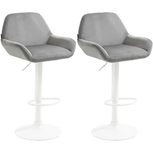 Non Lot de 2 tabourets de bar Braga velours blanc