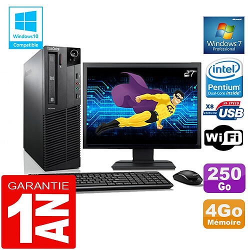 PC Lenovo M92p SFF Intel G630 Ram 4Go Disque 250 Go Wifi W7 Ecran 27" · Occasion