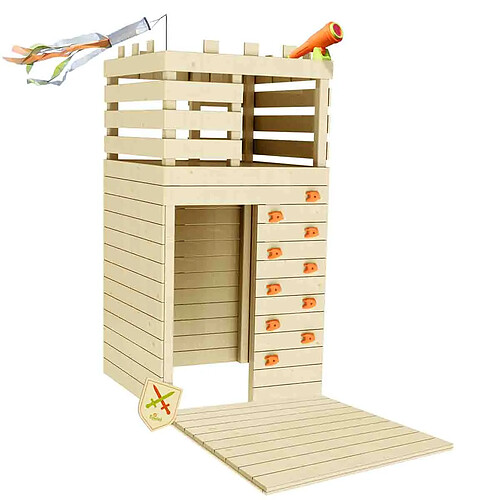 Soulet Cabane en bois pour enfants et ado avec mur escalade - Knight