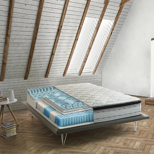 Autrement Matelas Talamo Italia King carré et demi, Fabriqué en Italie, Amovible en Mousse Mémoire + Gel et ressorts ensachés, Anti-acarien et Hypoallergénique, cm 120x200 h27