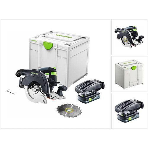 Festool HKC 55 EB-Basic Scie circulaire à capot basculant sans fil, sans balai 18 V, 160 mm + 1x Batterie 4,0 Ah + Chargeur + Systainer (576163)