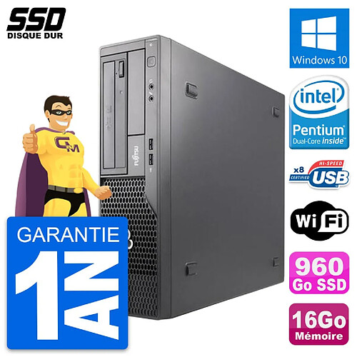 PC Fujitsu Esprimo E500 E85+ DT Intel G630 RAM 16Go SSD 960Go Windows 10 Wifi · Occasion