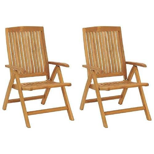 Maison Chic Lot de 2 Chaises de jardin inclinables,Fauteuil d'extérieur bois massif de teck -MN33428