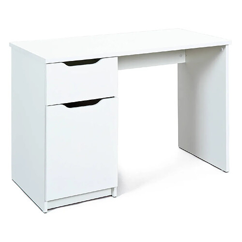 Pegane Bureau en panneaux de particules mélaminé, blanc - Dim : L 115 x H 76 x P 55 cm