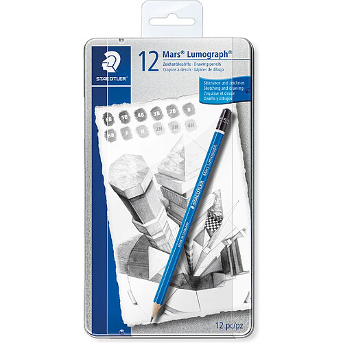 STAEDTLER Crayon 100 Mars Lumograph, étui en métal de 12 ()