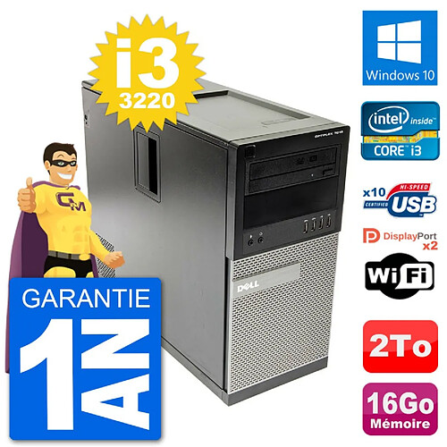 PC Tour Dell 7010 Intel Core i3-3220 RAM 16Go Disque Dur 2To Windows 10 Wifi · Occasion