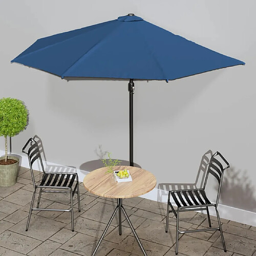 vidaXL Parasol de balcon avec mât en aluminium Bleu 300x155x223cm Demi