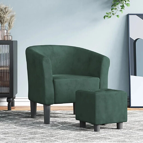 Maison Chic Fauteuil cabriolet et repose-pieds,Fauteuil luxe pour relax vert foncé velours -MN42191