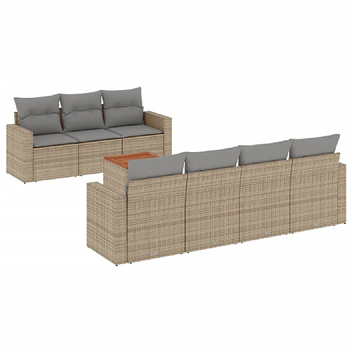 Maison Chic Salon de jardin avec coussins 8 pcs | Ensemble de Table et chaises | Mobilier d'Extérieur beige résine tressée -GKD71672