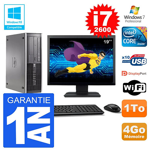 PC HP 6200 SFF Ecran 19" Intel i7-2600 RAM 4Go Disque 1To Graveur DVD Wifi W7 · Occasion