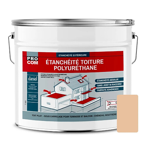 PRO COM Étanchéité toiture polyuréthane - Étanchéité toit terrasse, toit plat PROCOM-15 Kg-Beige (RAL 070 80 20)