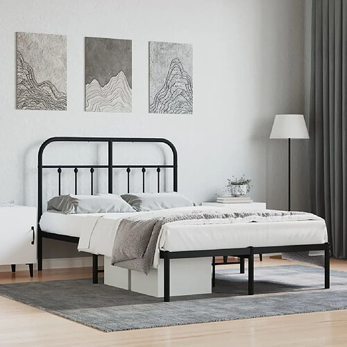 Maison Chic Lit adulte - Cadre de lit métal avec tête de lit,Structure du lit Contemporain pour chambre noir 120x190 cm -MN50618