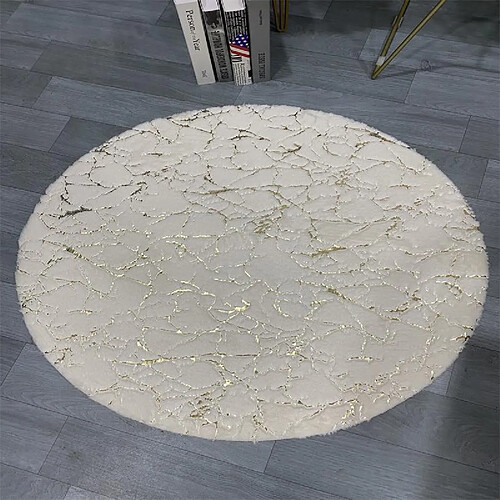 LUUCOZK Tapis moelleux en fausse fourrure Tapis à poils longs pour chambre à coucher SalonChambre-Beige-Rond 60cm