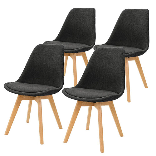 Ensemble de 4 chaises de salle à manger, chaise rétro scandinave tapissée ML-Design